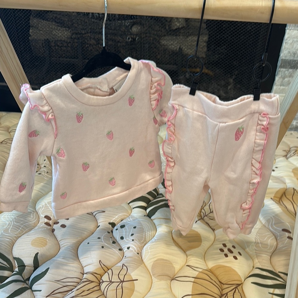 Pink Ruffle Strawberry Baby Outfit